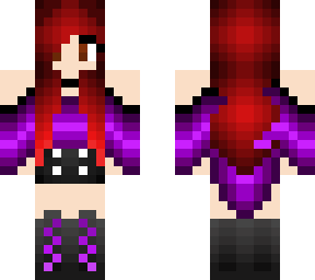 red haired girl with purple top
