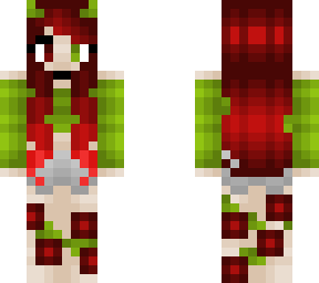 rose bush - redhead - green croptop - vines and shorts