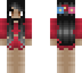 spring - black fade hair - red croptop outfit - flower crown