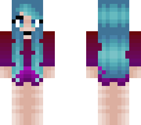 spring colors - blue hair - purple pink and red dawn outfit