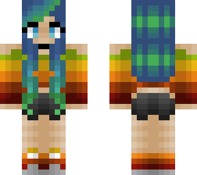 spring - croptop - blue/green hair fade - shorts