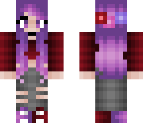 spring - purple/pink fade hair - flowers - red top