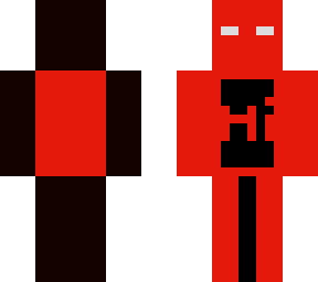 herobrine possesing a red and black backwards skin