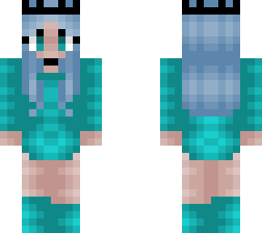 girl - neon blue outfit - pastel blue short hair