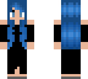 girl with blue hair in a black dress
