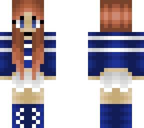 cute ginger girl - blue and white outfit