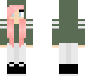 green shirt,pink hair