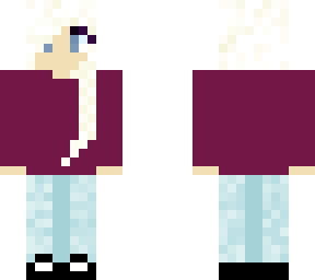 purple shirt, blond braid