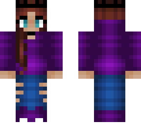 purple hoodie girl - brunette - blue jeans