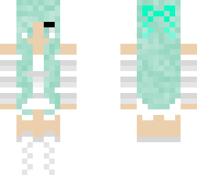 cool aqua hair girl-white and gray colored croptop.