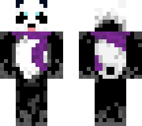 panda with purple scarf