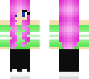 pink-haired girl with a green sweatshirt
