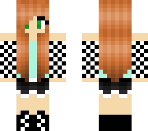 brown-haired girl with a teal and black and white checkered shirt