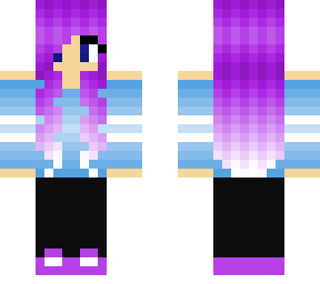 purple-haired girl with blue sweatshirt
