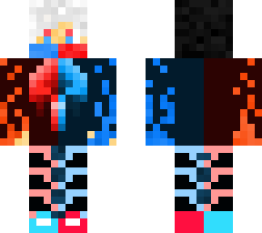 blue and red skull on fire