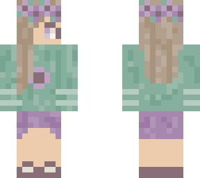 cute lavender girl w/ green sweater and flower crown