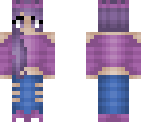 princess - purple curly hair - pink crop top