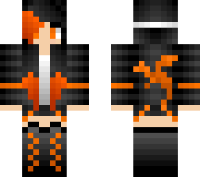 orange and black haired orange dragon girl