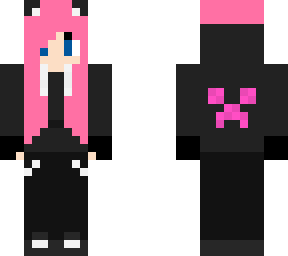 pink hair and hoodie