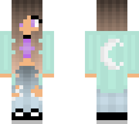 aqua moon cresent hoodie girl w/ werewolf ears