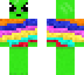 alien with multi-coloured jumper