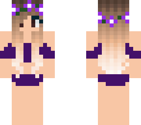 bathing suit brown hair purple