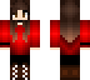 girl with brown hair in red