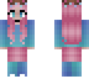 girl - pink hair - blue fade sweater - twig crown