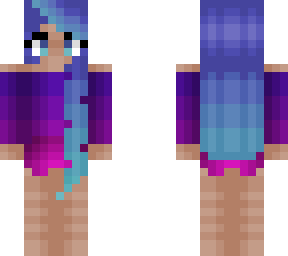 girl - long blue fade hair - dawn fade croptop - pink shorts