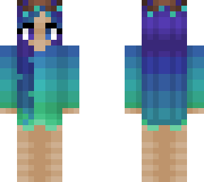 girl - long purple fade blue - blue fade green outfit