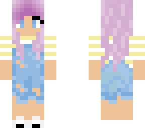 cute girl skin ,with pink hair yellow top and dungarees