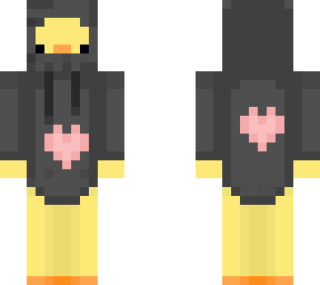 duck with black hoodie and heart on both sides