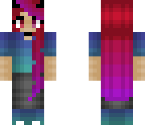 girl - fade blue and green tshirt - red fade purple