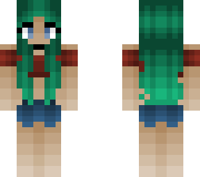 girl - new skin shading - green hair - red tank top - shorts