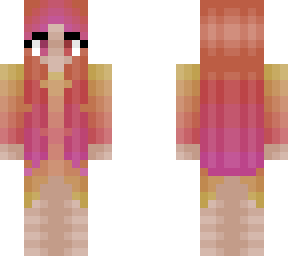 girl - orange fade red and pink - yellow fade orange dress