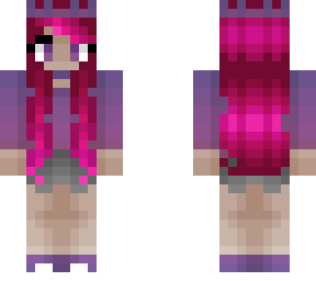 girl - valentine - long curly pink hair - dull pastel sweater - shorts