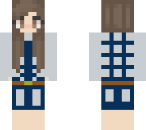 brown-haired girl...with grey and blue clothes