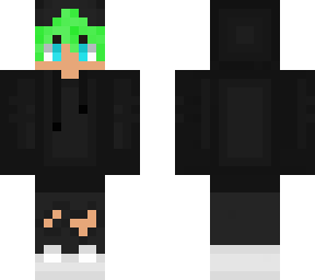 green hared person