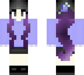 black purple hair girl with black eyes