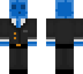 blue slime man in suit