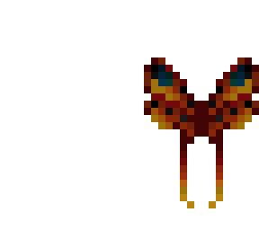 butterfly wings - red orange and yellow - long tip wings