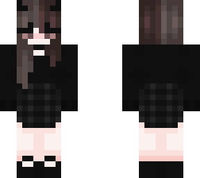 multi coloured hair black checkert skirt girl skin