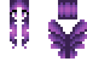 girl - long curly violet & pink  - big violet butterfly wings