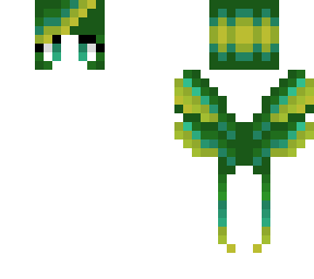 girl - short green fade yellow hair - green and yellow wings