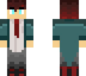 aqua suit with a red tie