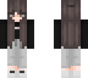 gray sweat pants simple black tshirt girl skin