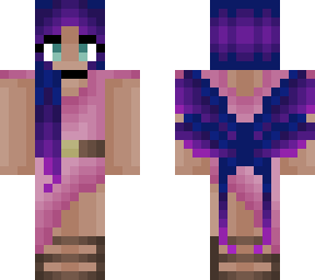 girl - pink dress - purple and blue hair and wings