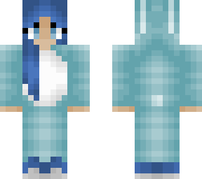 girl - light blue bunny suit - long blue hair