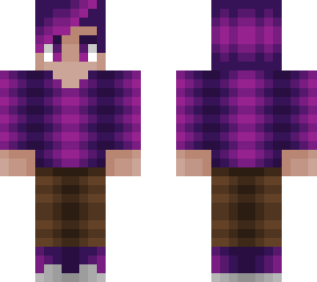 guy - purple fade pink shirt & hair - brown pants