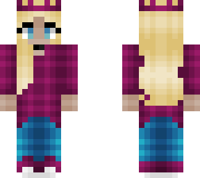 cute blonde - long magenta pj top - blue pants